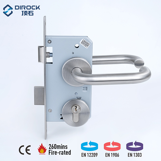 Punho de alavanca SS4003+Bloqueio de encaixe 72Z+ cilindro de perfil de botão