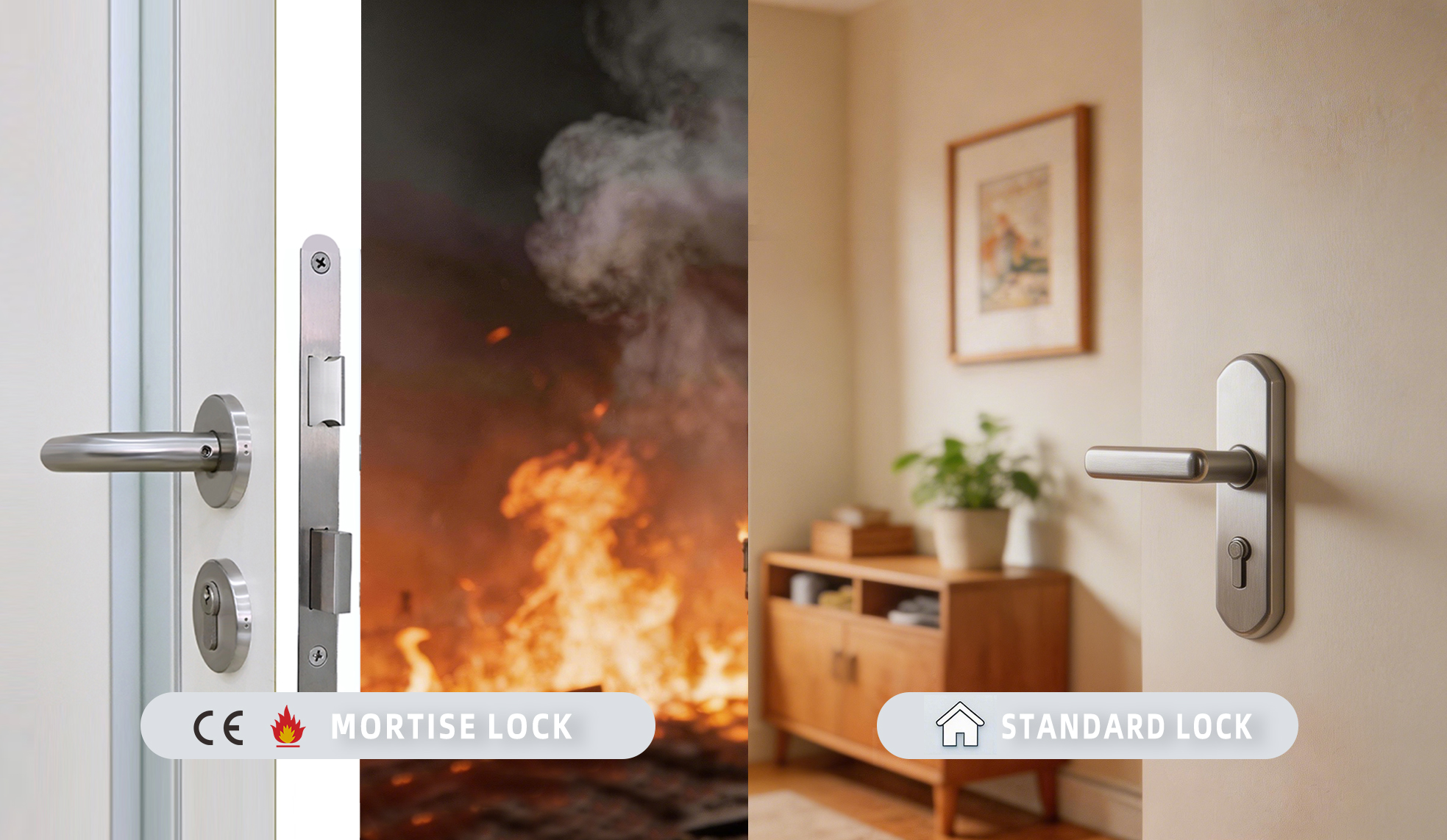Fechaduras com classifica&ccedil;&atilde;o de fogo vs. fechaduras padr&atilde;o